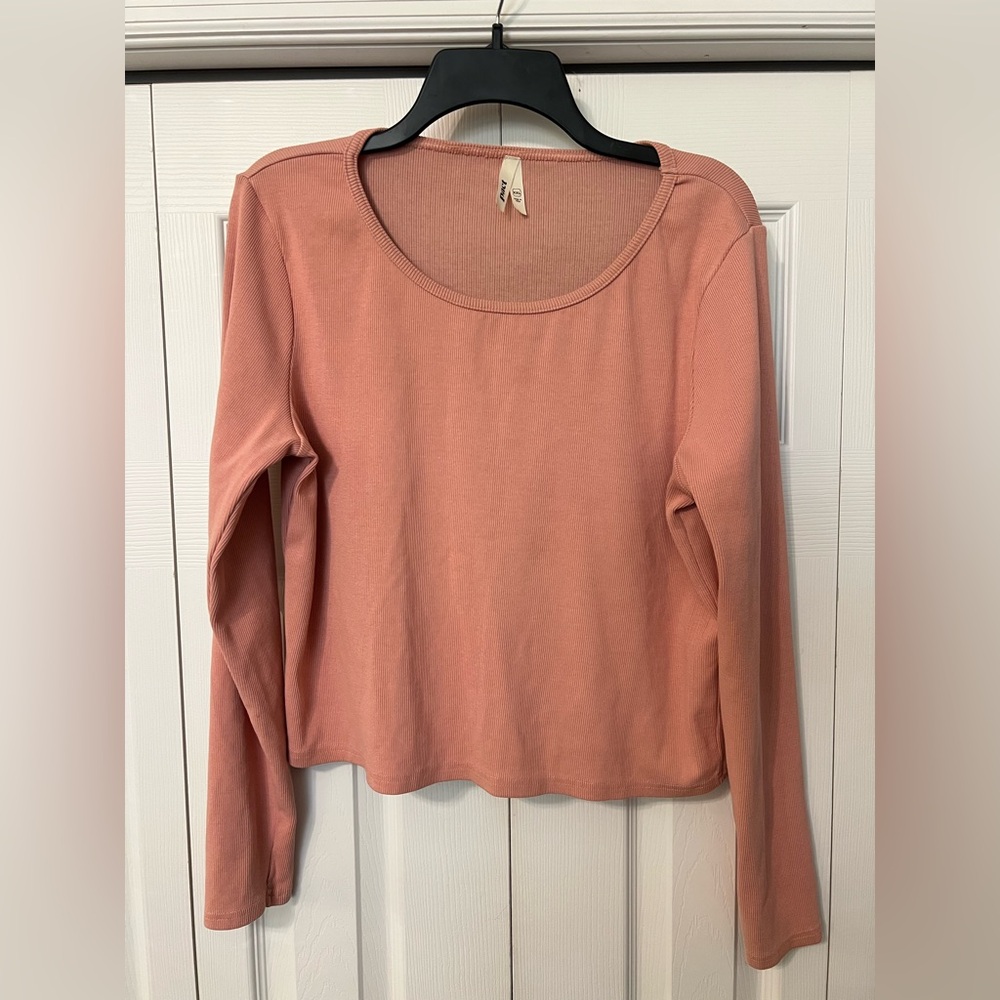 Pact Ribbed Long Sleeve Top Blush Pink Size 2XL